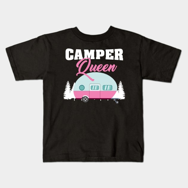 Camper Queen - Funny Camping Gifts for Girls and Women Kids T-Shirt by Shirtbubble